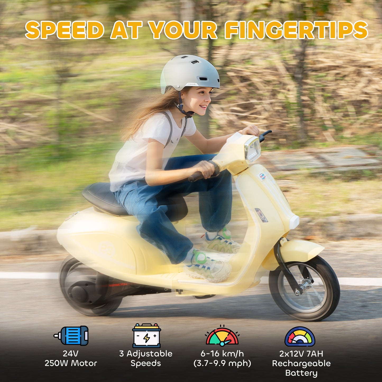 AIYAPLAY 24V kids electric motorbike in beige - product view 4