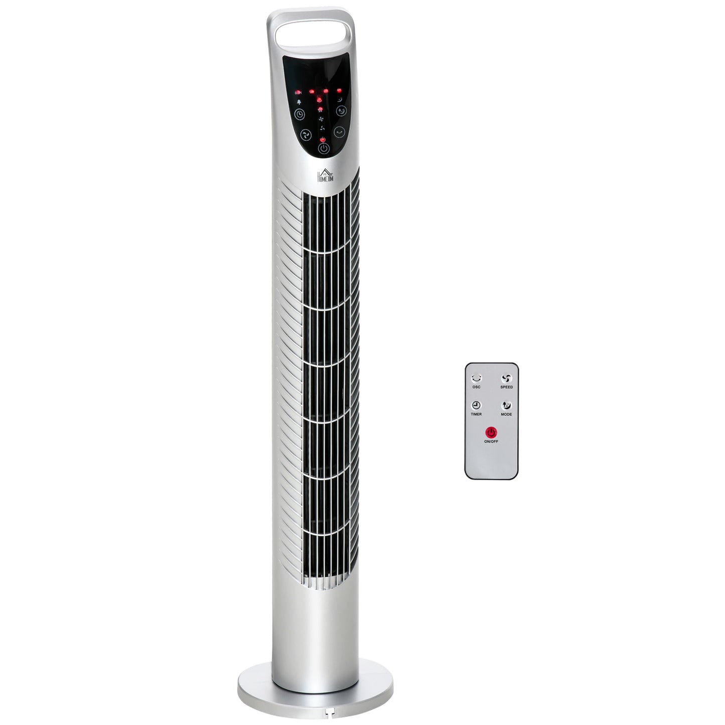 HOMCOM 31" Bladeless Tower Fan | 70° Oscillation, 37.8dB Quiet, 7.5H Timer, Remote Control — Silver