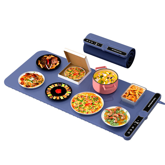 Foldable Electric Heating Plate Mat - Keep 8 Dishes Warm with Timer & Temperature Control for UK Kitchens