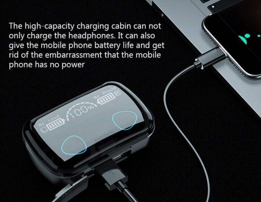 Bluetooth Wireless Headphones – TWS In-Ear Earbuds with LED Display Noise Cancellation Waterproof – Mini Pods