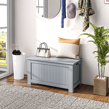 HOMCOM Grey Lift-Top Storage Chest | Toy Box & Blanket Storage Bench