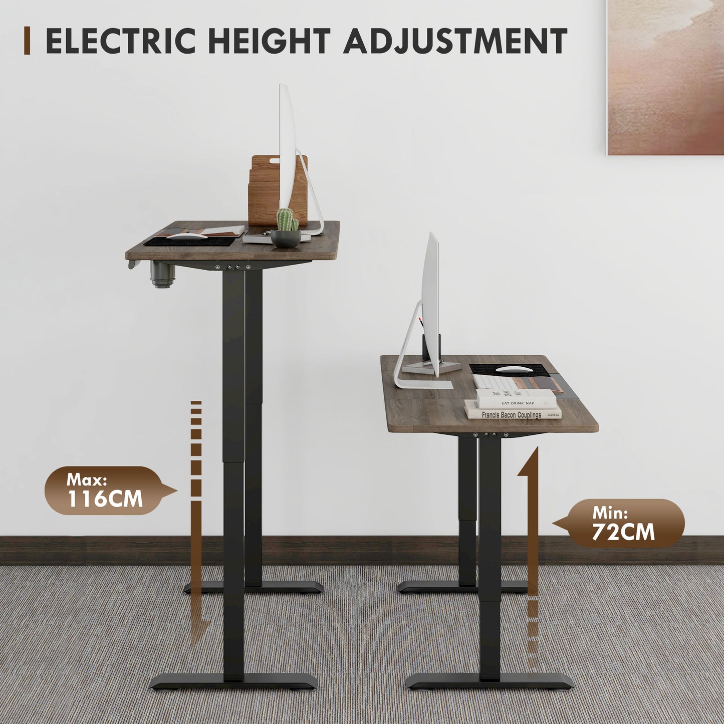 Vinsetto Electric Standing Desk | 72-116cm Adjustable Home Office Desk, Black
