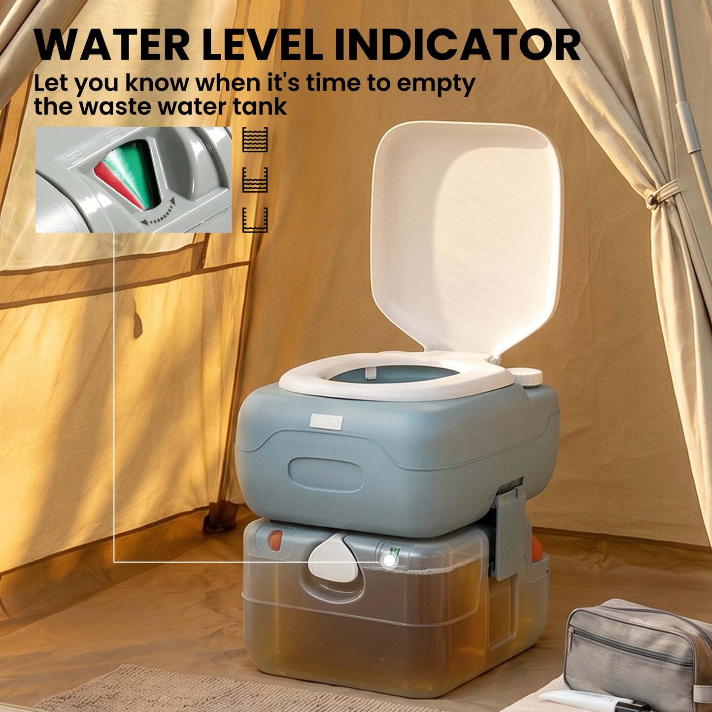 Outsunny 22L Portable Camping Toilet | Anti-Leak Travel Toilet