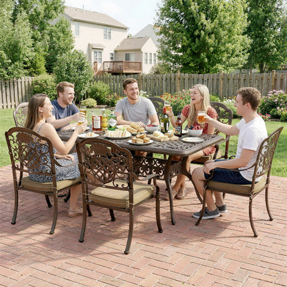 Outsunny Garden Dining Set for 6 | Cast Aluminium Bronze