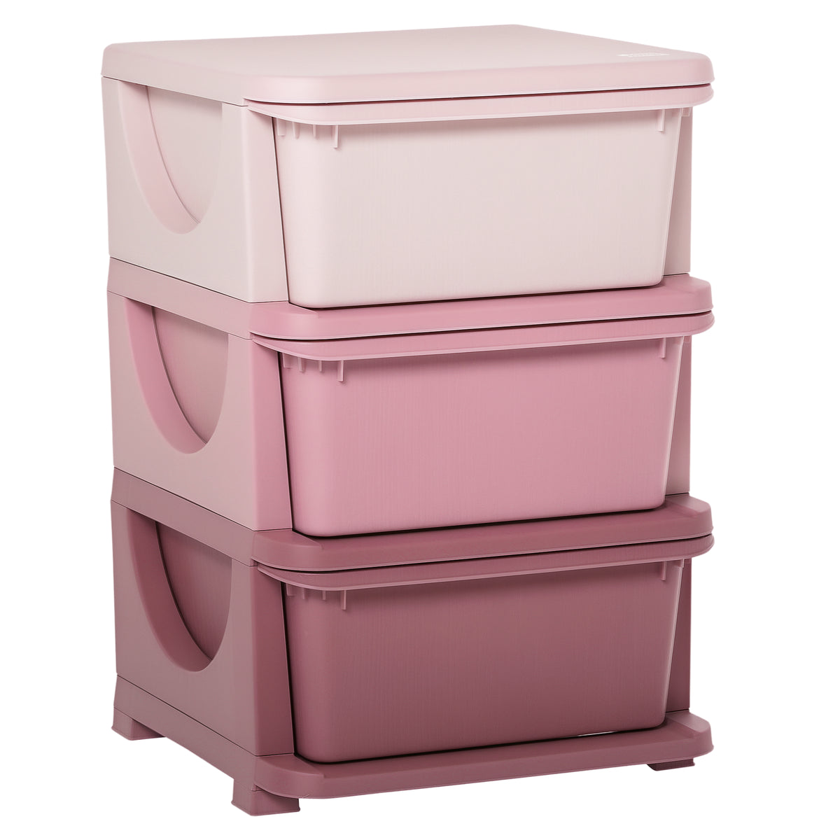 HOMCOM 3 Drawers Plastic Kids Storage Units, 3 Tier Children Toy Chest for Nursery, Playroom, Bedroom, Pink