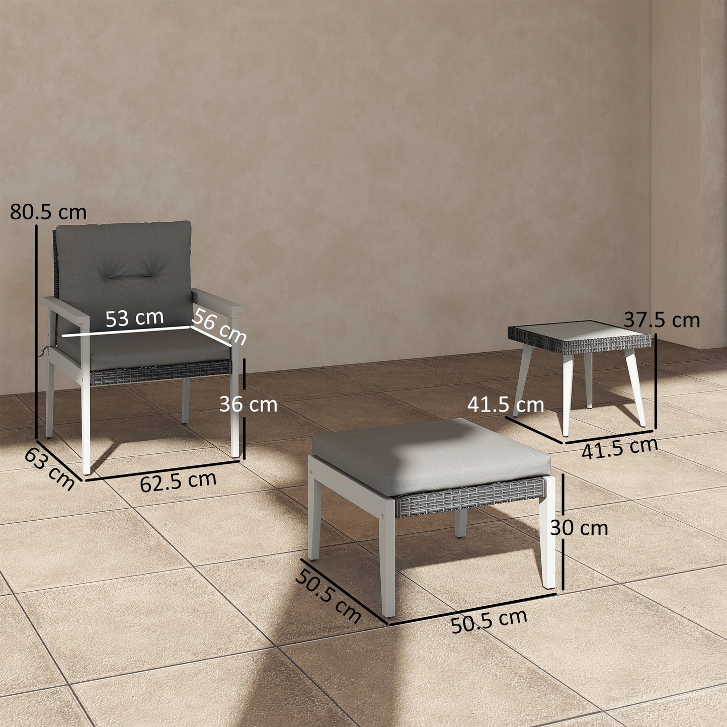 Outsunny 5-Piece Rattan Patio Set | Wood-Top Table