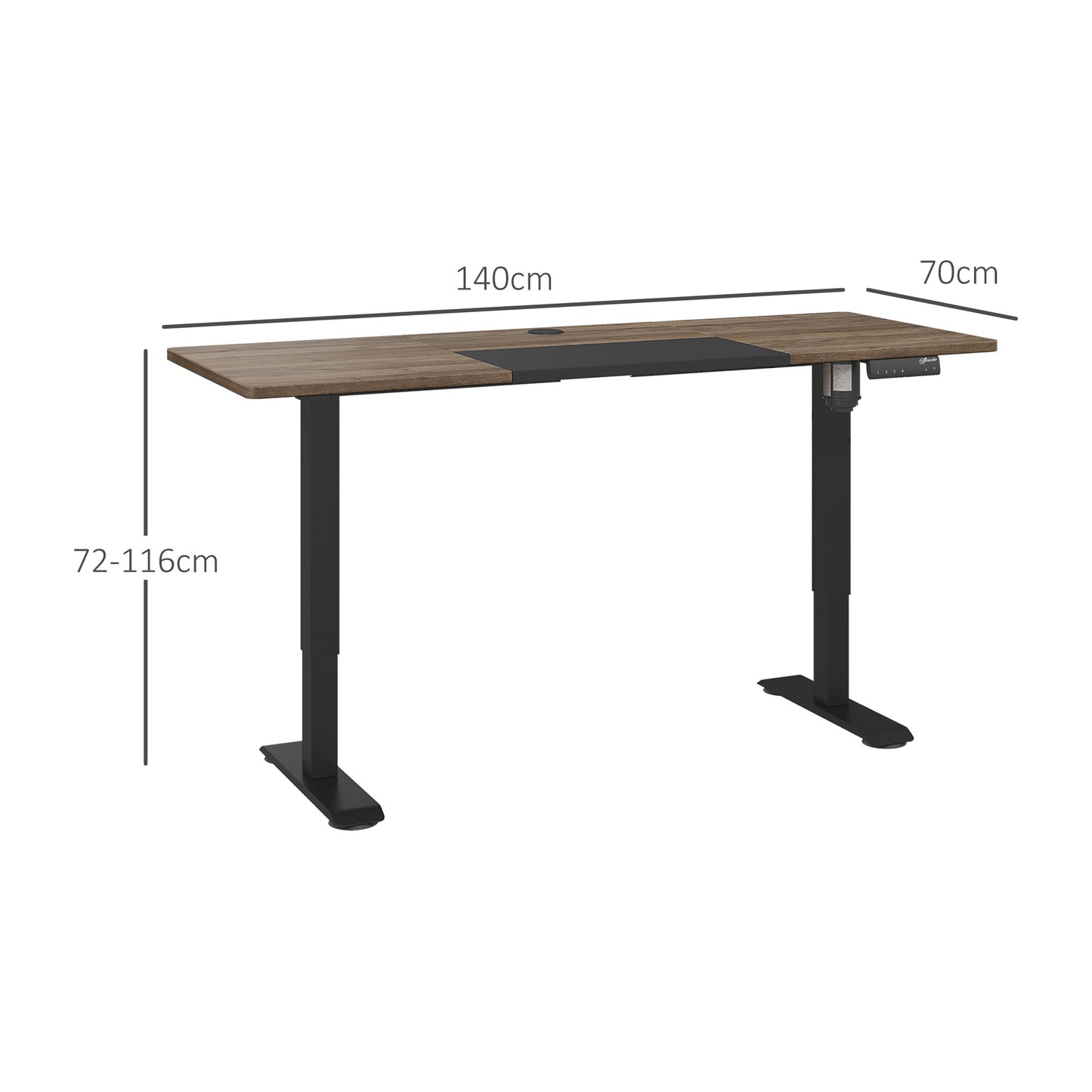 Vinsetto Electric Standing Desk | 72-116cm Adjustable Home Office Desk, Black