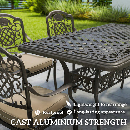 Outsunny Garden Dining Set for 6 | Cast Aluminium Bronze