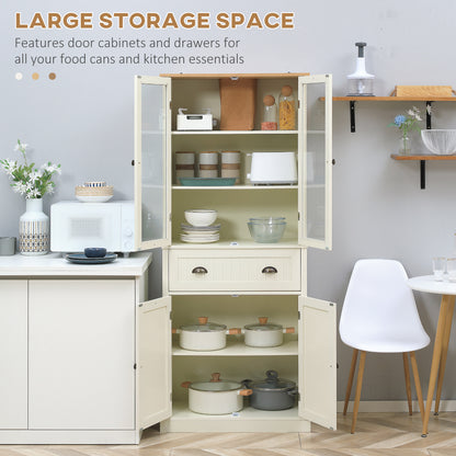 HOMCOM Freestanding Kitchen Cupboard | 5-Tier Pantry Storage Cabinet, Cream White