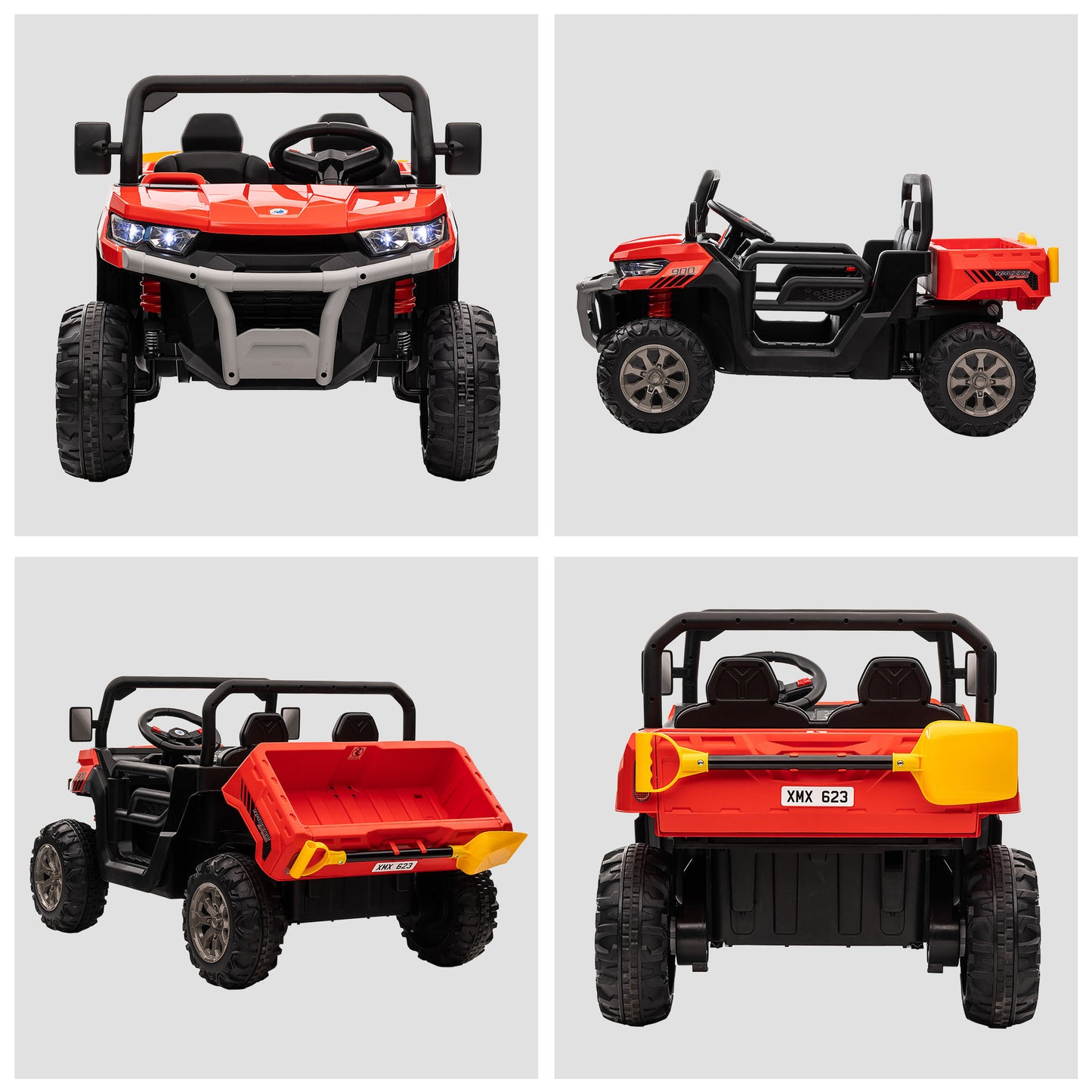 HOMCOM 12V two-seater kids ride-on car in red - product view 9
