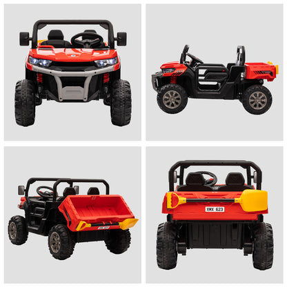 HOMCOM 12V two-seater kids ride-on car in red - product view 9