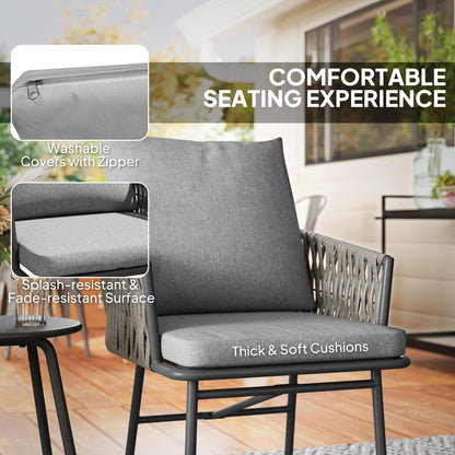 Outsunny 3-Piece Rattan Bistro Set | Garden Table & Chairs
