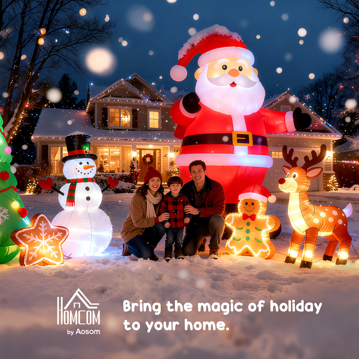 HOMCOM Inflatable Blow up Christmas Santa Claus 4ft LED Yard Holiday Decoration
