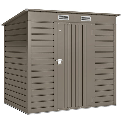 Outsunny 4 x 6ft Galvanised Metal Garden Shed | Grey