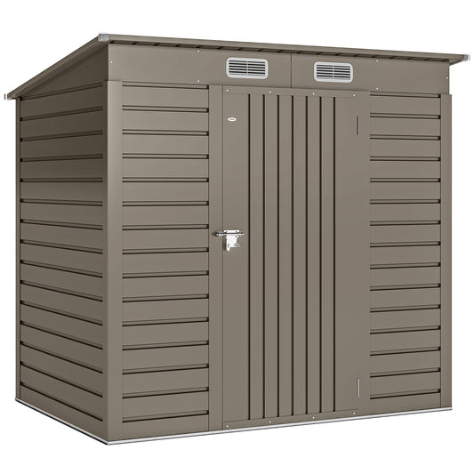 Outsunny 4 x 6ft Galvanised Metal Garden Shed | Grey