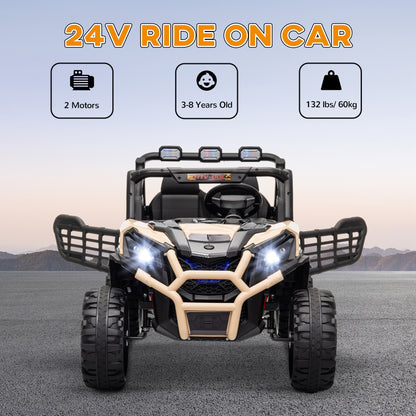 AIYAPLAY 24V two-seater kids electric ride-on car in khaki - product view 4
