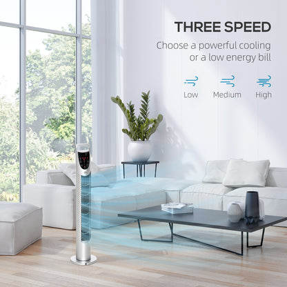 HOMCOM 31" Bladeless Tower Fan | 70° Oscillation, 37.8dB Quiet, 7.5H Timer, Remote Control — Silver