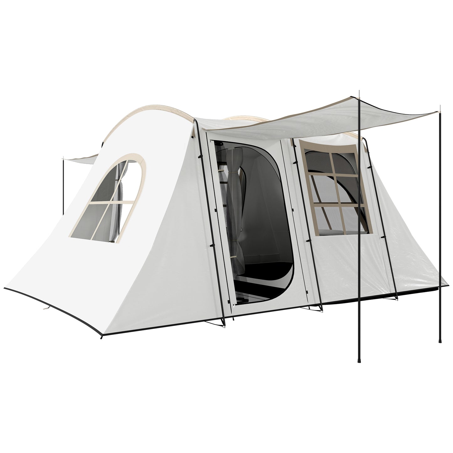 Outsunny 4 man tunnel camping tent with porch