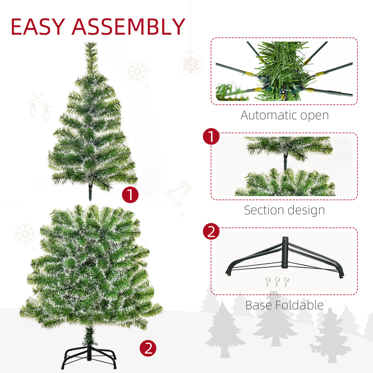 HOMCOM 5FT Indoor Christmas Tree Artificial Decoration Xmas Gift with Metal Stand Branch Tips