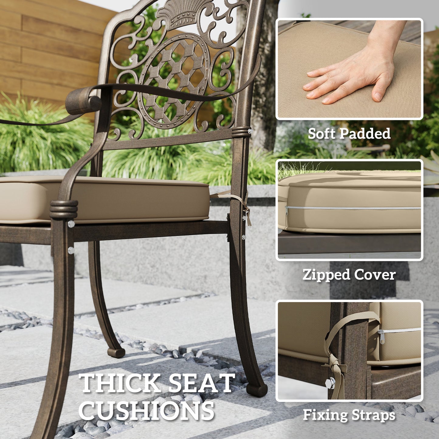 Outsunny Garden Dining Set for 6 | Cast Aluminium Bronze