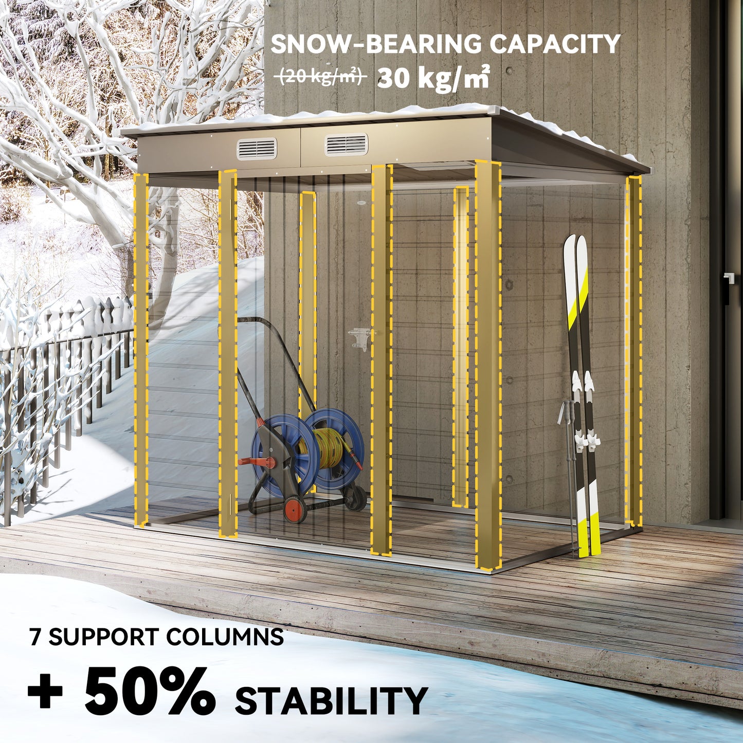 Outsunny 4 x 6ft Galvanised Metal Garden Shed | Grey