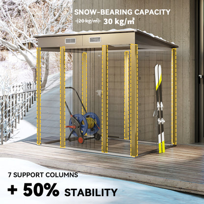 Outsunny 4 x 6ft Galvanised Metal Garden Shed | Grey