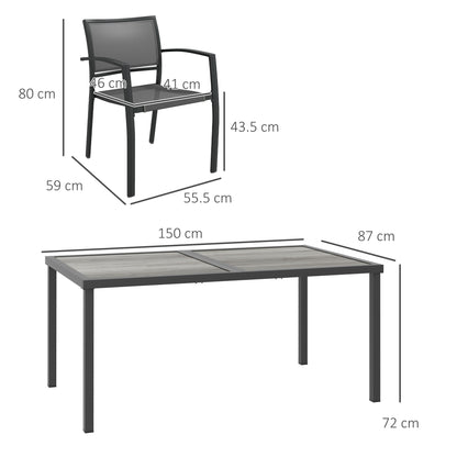 Outsunny 5-Piece Outdoor Dining Set | Wood-Effect Table