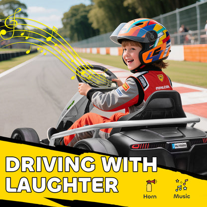 HOMCOM 24V kids electric drift go-kart in white - product view 8