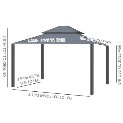 Outsunny 3.65 by 3 metre aluminium hardtop gazebo in dark grey - product view 3