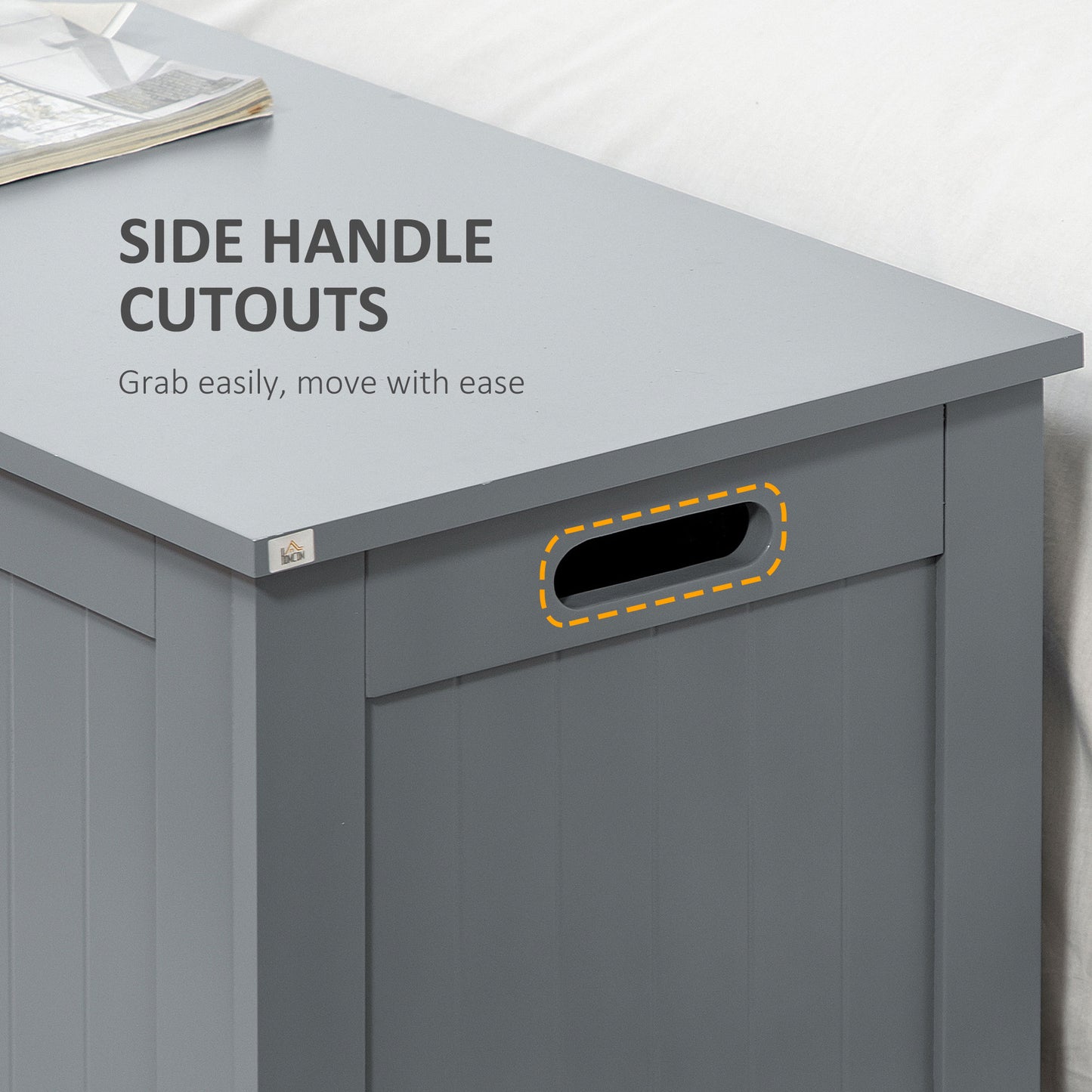HOMCOM Grey Lift-Top Storage Chest | Toy Box & Blanket Storage Bench
