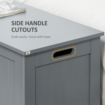 HOMCOM Grey Lift-Top Storage Chest | Toy Box & Blanket Storage Bench