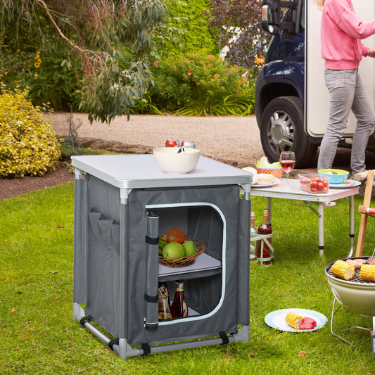 Folding camp cupboard table for camping