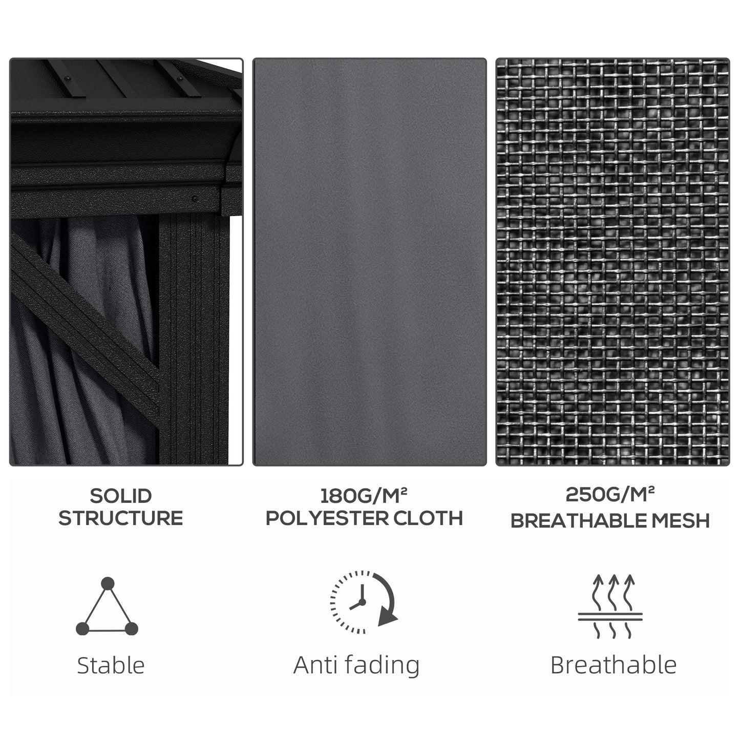Outsunny 3.65 by 3 metre aluminium hardtop gazebo in dark grey - product view 5