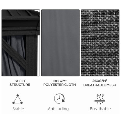 Outsunny 3.65 by 3 metre aluminium hardtop gazebo in dark grey - product view 5