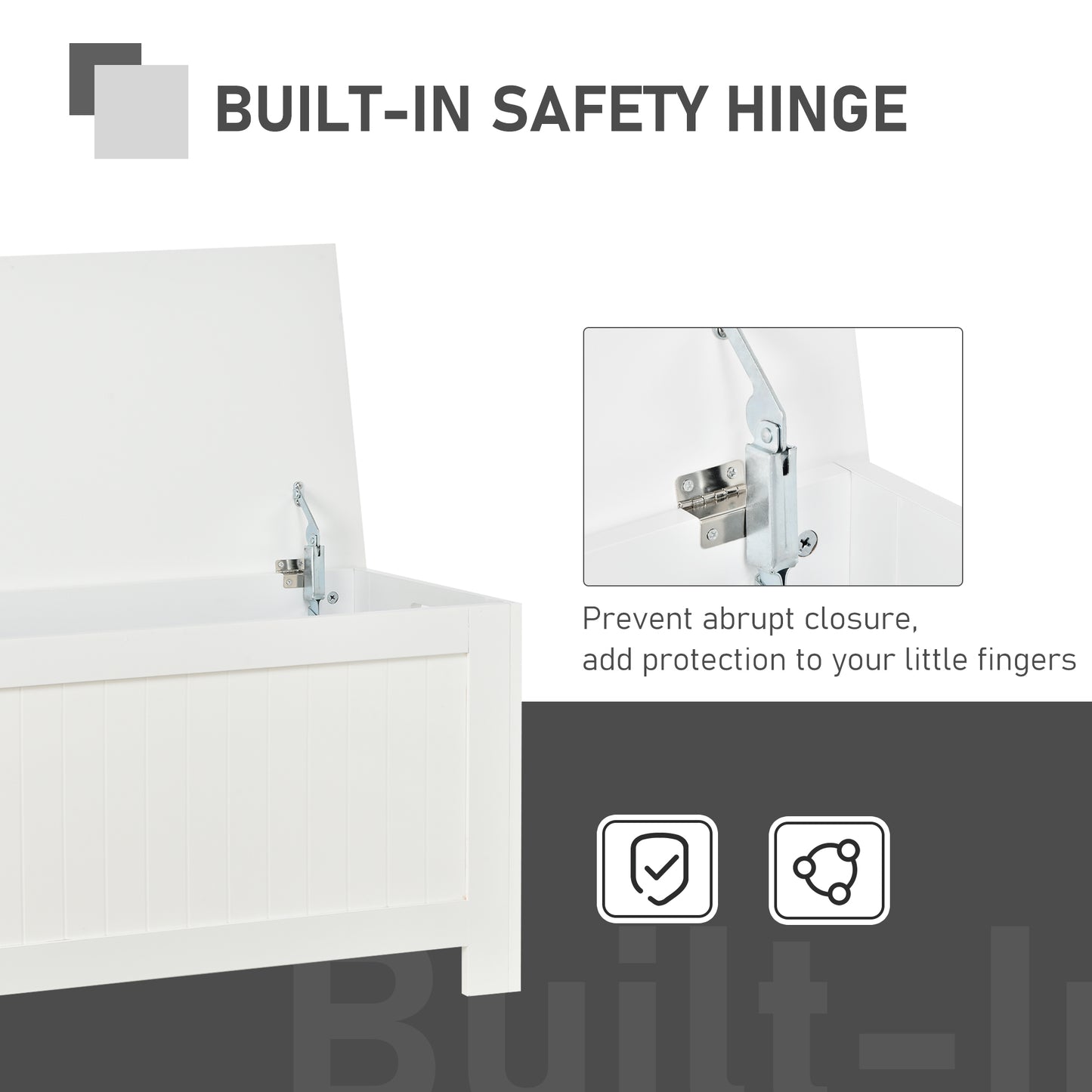 HOMCOM Lift-Top Storage Chest | Toy Box & Blanket Storage Bench, White