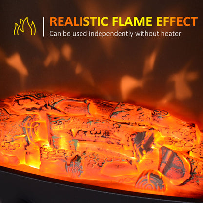 HOMCOM Electric Fireplace Stove, Freestanding Log Burner, 1000W/2000W, Portable Electric Fire Fan Heater with LED Flame Effect, Adjustable Thermostat, Glass, Overheat Protection, Black