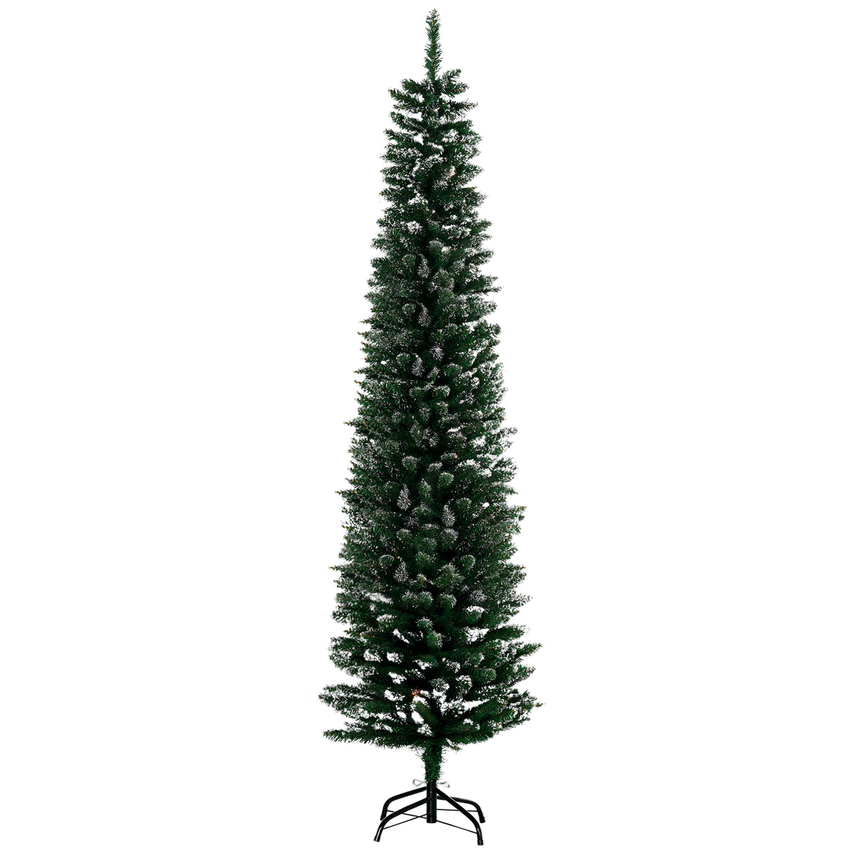 HOMCOM 6FT Artificial Snow Dipped Christmas Tree Xmas Pencil Tree Holiday Home Indoor Decoration with Foldable Black Stand, Green