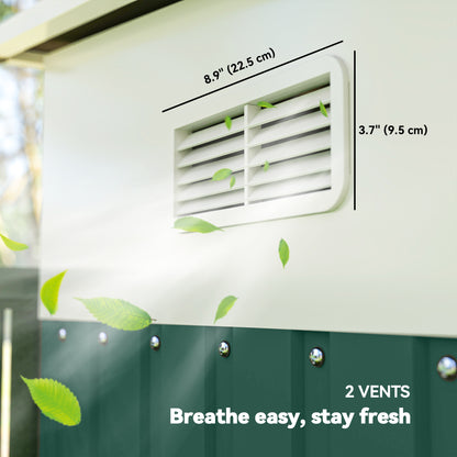 Outsunny 11.3 x 9.2ft Metal Garden Storage Shed | Green Tool & Bike Store