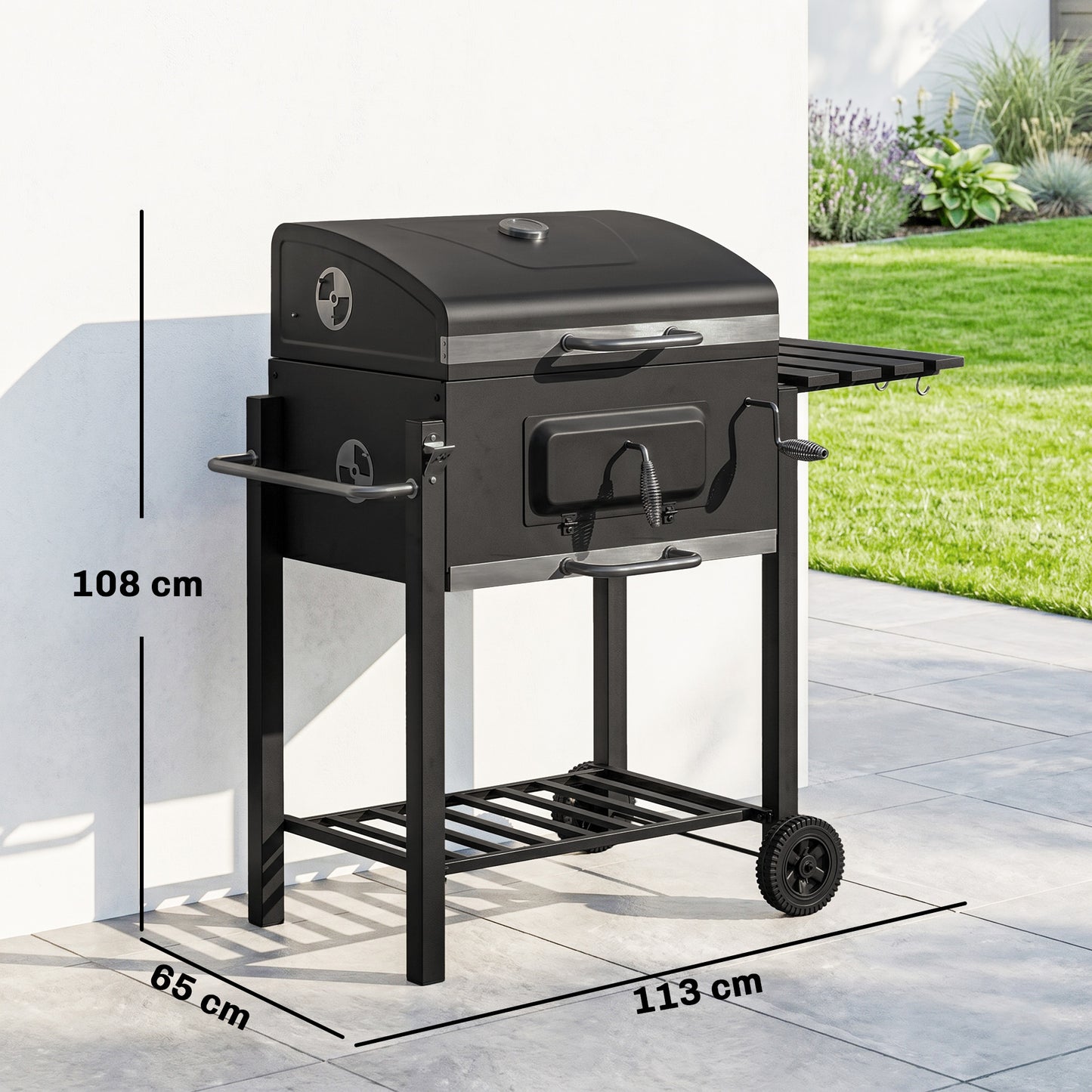 Outsunny Charcoal BBQ Grill | Adjustable Coal Pan