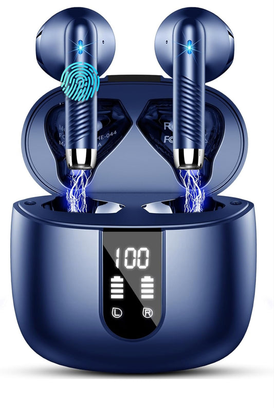 Wireless Earbuds Bluetooth 5.4 – Mini In-Ear Headphones with 4 ENC Mics 56H Playtime Deep Bass Noise Cancelling LED