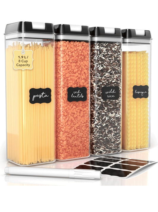 Simply Gourmet Food Storage Containers – Set of 4 BPA-Free Airtight Organisers for Kitchen – Perfect for Flour Sugar