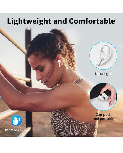 Wireless Earbuds Bluetooth 5.4 – Mini In-Ear Headphones with 4 ENC Mics 56H Playtime Deep Bass Noise Cancelling LED