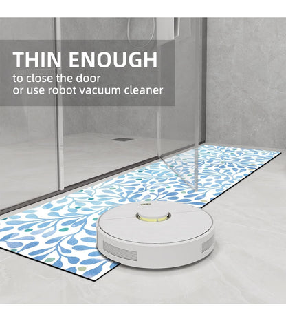 YIHOUSE Thin Bath Mat – Super Absorbent Quick Dry Bathroom Rug – Fits Under Door – Non-Slip Rubber Backed Washable