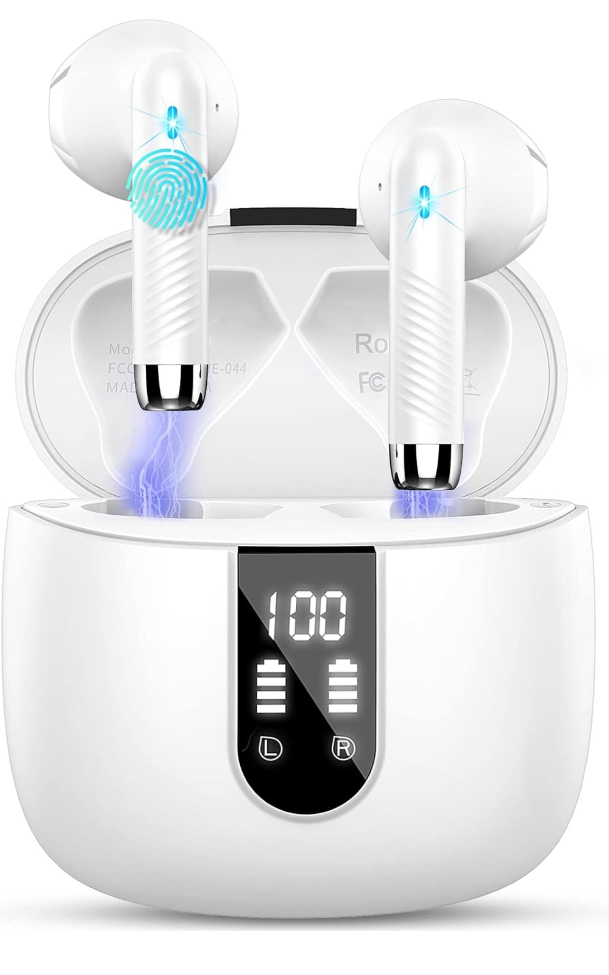 Wireless Earbuds Bluetooth 5.4 – Mini In-Ear Headphones with 4 ENC Mics 56H Playtime Deep Bass Noise Cancelling LED