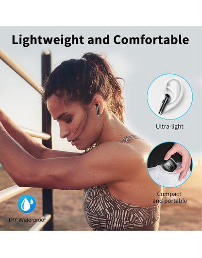 Wireless Earbuds Bluetooth 5.4 – Mini In-Ear Headphones with 4 ENC Mics 56H Playtime Deep Bass Noise Cancelling LED