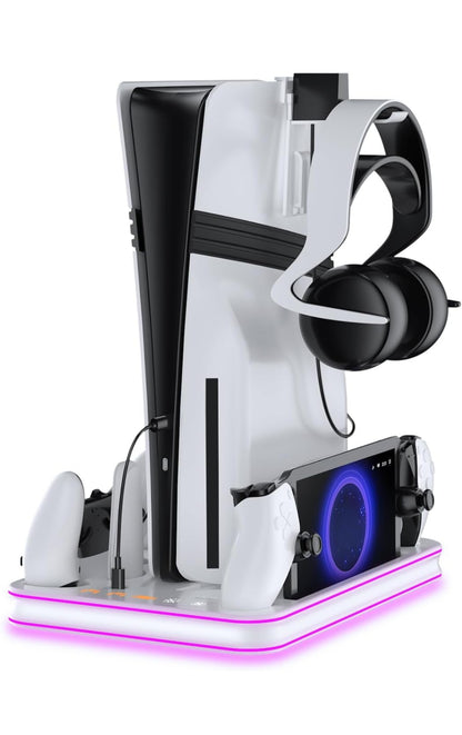 EJGAME PS5 Pro/Slim Stand & Cooling Station with RGB Lighting - Fast Charging Dock for PlayStation 5 Console & PS