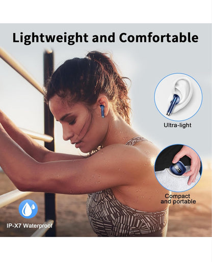 Wireless Earbuds Bluetooth 5.4 – Mini In-Ear Headphones with 4 ENC Mics 56H Playtime Deep Bass Noise Cancelling LED