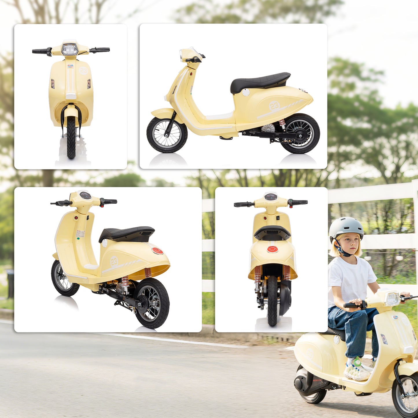 AIYAPLAY 24V kids electric motorbike in beige - product view 8
