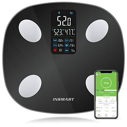 Scales for Body Weight – INSMART Updated Bluetooth Weighing Scales for Bathroom with Heart Rate Monitor & Fitdays App