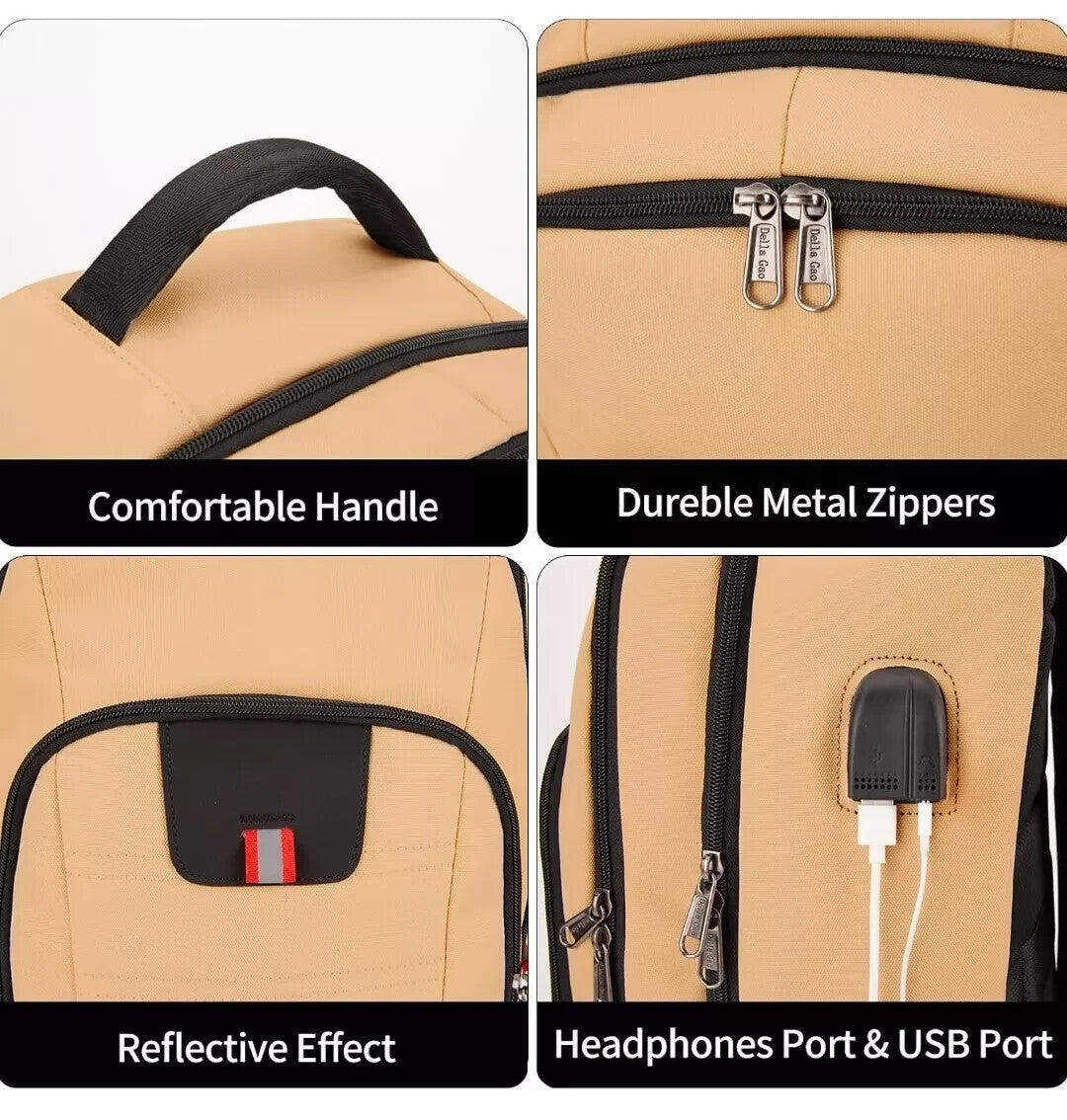 Della Gao Extra Large Laptop Backpack | 45L Anti-Theft | USB Charging Port | Fits 17.3" | Business & Travel